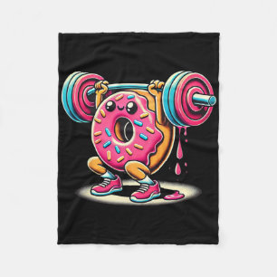 Lustiger Donut Bodybuilding Gewichtheben Essen Fit Fleecedecke