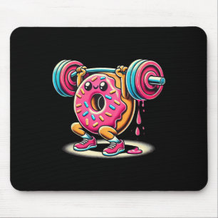 Lustiger Donut Bodybuilding Gewichtheben Essen Fit Mousepad