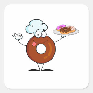 lustiger Donut-Donut-Koch-Cartozeichner Quadratischer Aufkleber