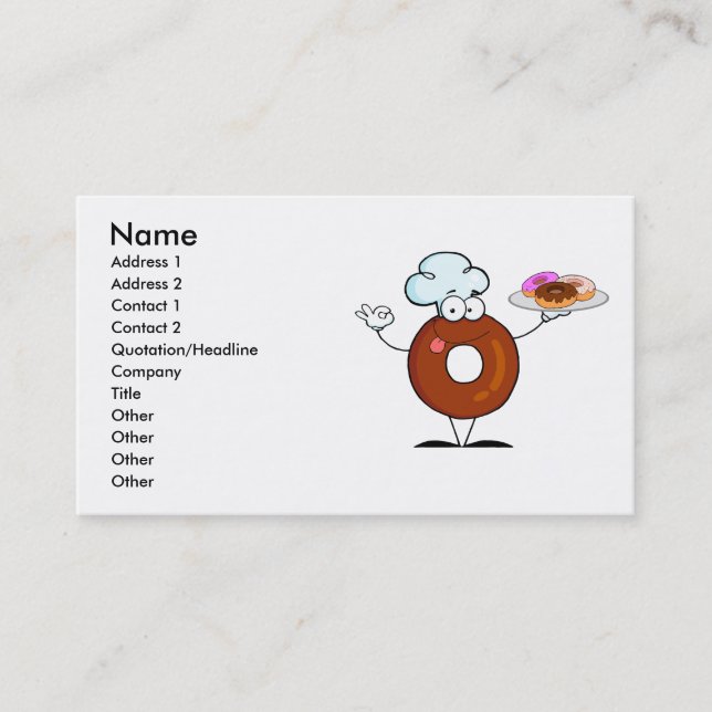 lustiger Donut-Donut-Koch-Cartozeichner Visitenkarte (Vorderseite)