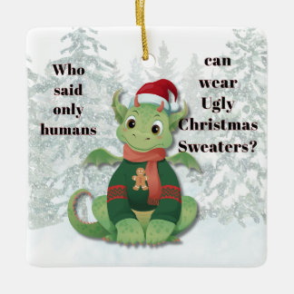 Lustiger Drache hässlicher Weihnachtspullover Keramikornament