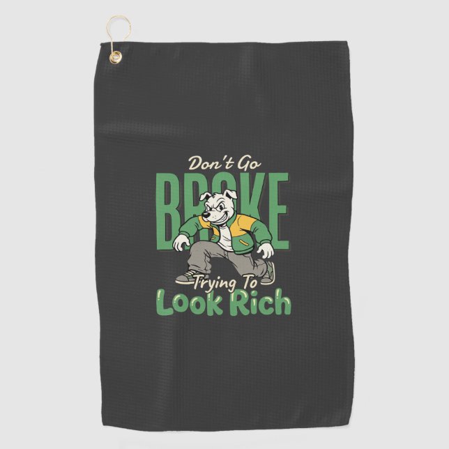 Lustiger Drip-Hund-Geld-Zitat Golfhandtuch (Vorderseite)