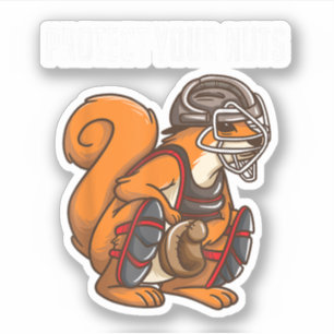Lustiger Eichhörnchen Liebhaber Baseball Catcher G Aufkleber