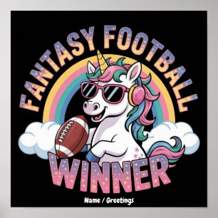 Lustiger Einhorn Fantasy Football Gewinner 2025 St Poster