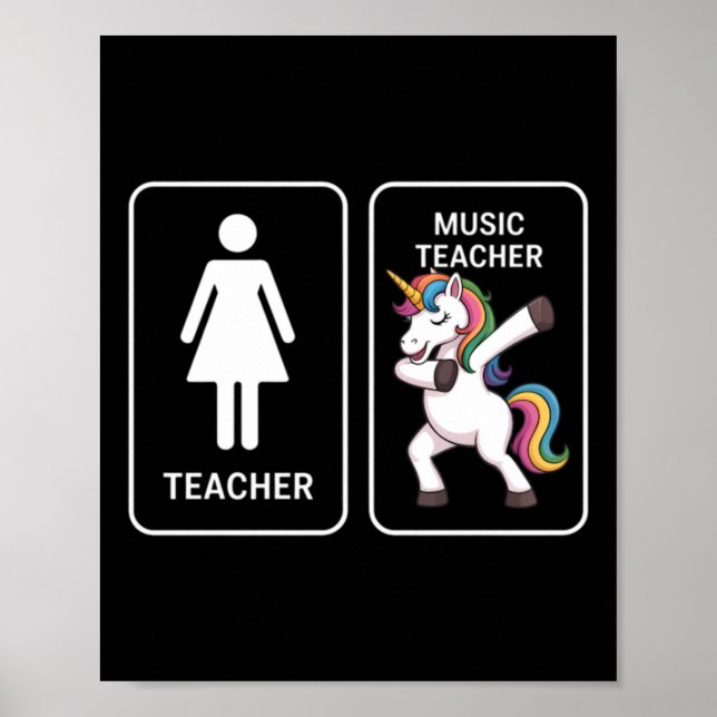 Lustiger Einhorn-Musiklehrer Poster (Vorne)