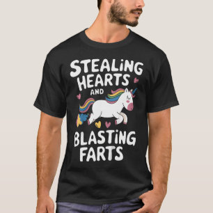 Lustiger Einhorn stiehlt Herzen und furzt T-Shirt