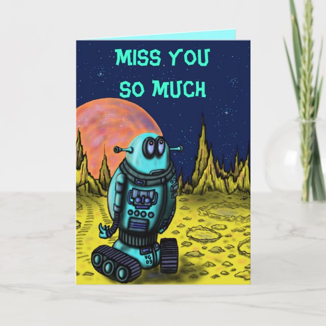 Lustiger einsamer Roboterverlust, den Sie Feiertagskarte (Vorderseite)