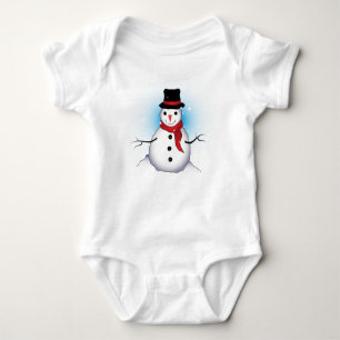 Lustiger einzelner Schneemann mit weichem blauen S Baby Strampler