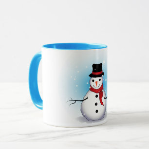 Lustiger einzelner Schneemann mit weichem blauen S Tasse