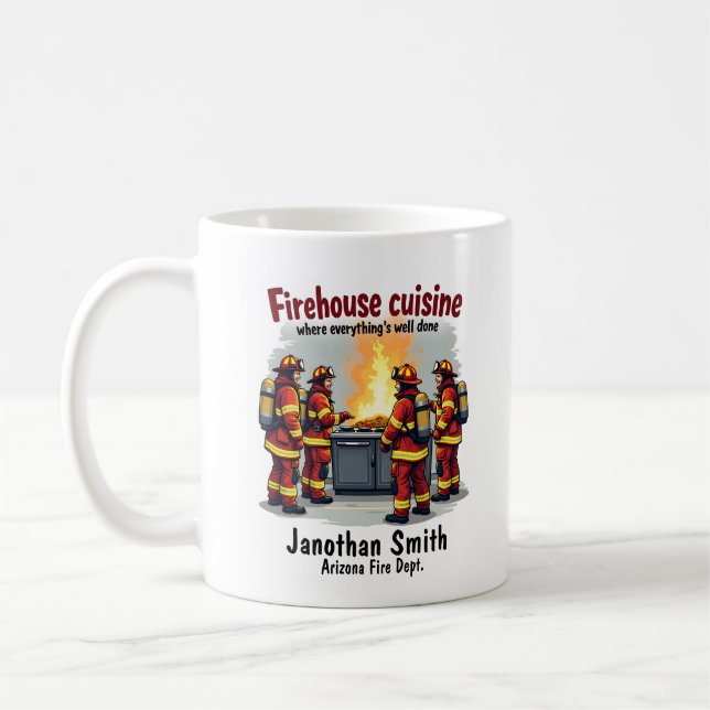 Lustiger einzigartiger Koch-Feuerwehrmann  Kaffeetasse (Links)