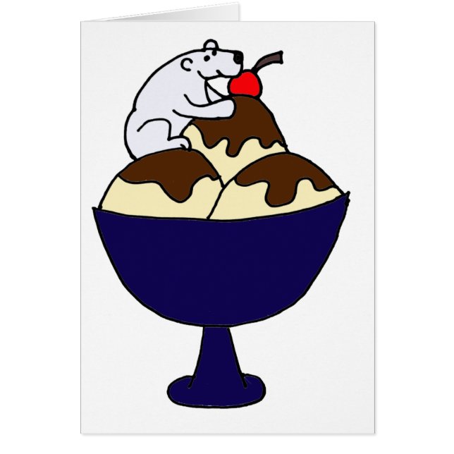 Lustiger Eisbär, der Eiscreme-Eiscremebecher isst (Vorne)