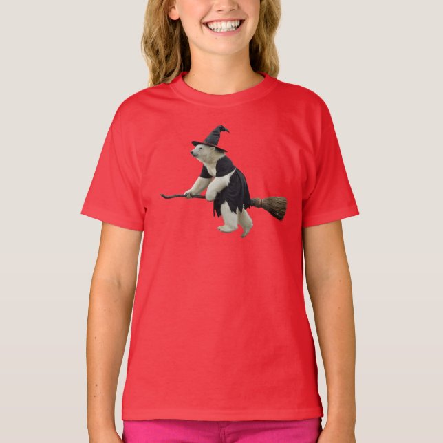 Lustiger Eisbär Hexe Kinder T-Shirt (Vorderseite)