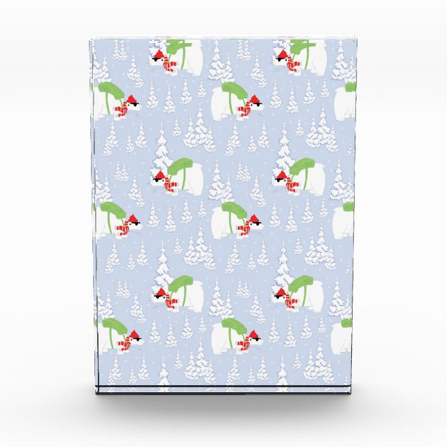 lustiger Eisbär santa Fotoblock (Vorderseite)