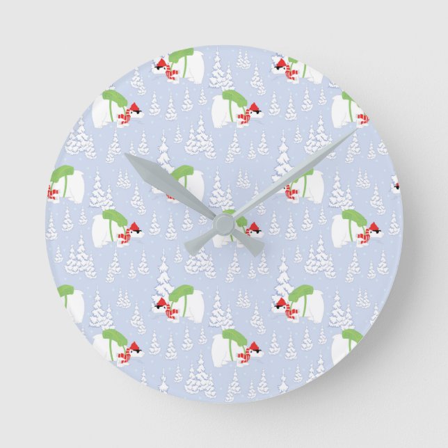 lustiger Eisbär santa Runde Wanduhr (Vorderseite)