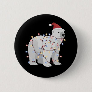 Lustiger Eisbär Weihnachten Tier Lichter Liebhaber Button
