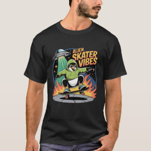 Lustiger Eisläufer Pinguin UFO Alien Streetwear T-Shirt
