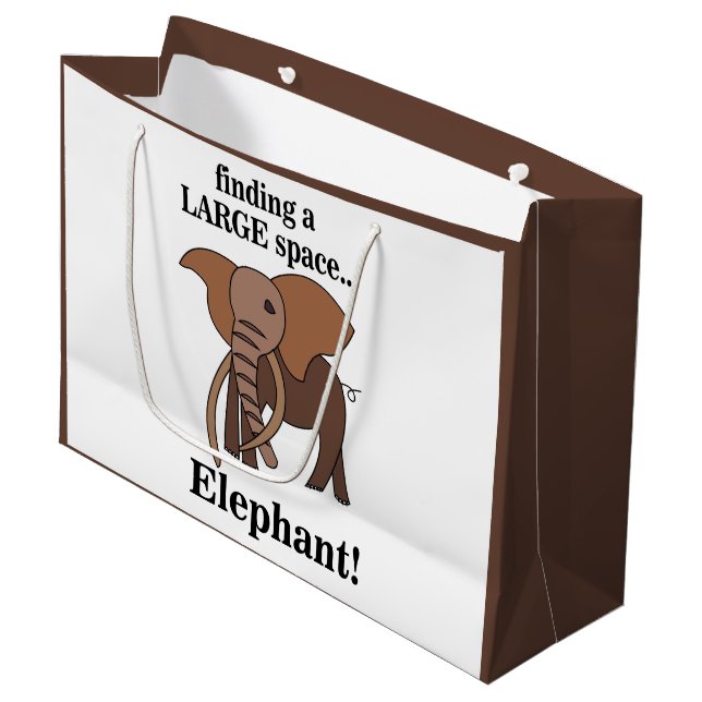 Lustiger Elefant Große Geschenktüte (Vorderseite Schrägansicht)