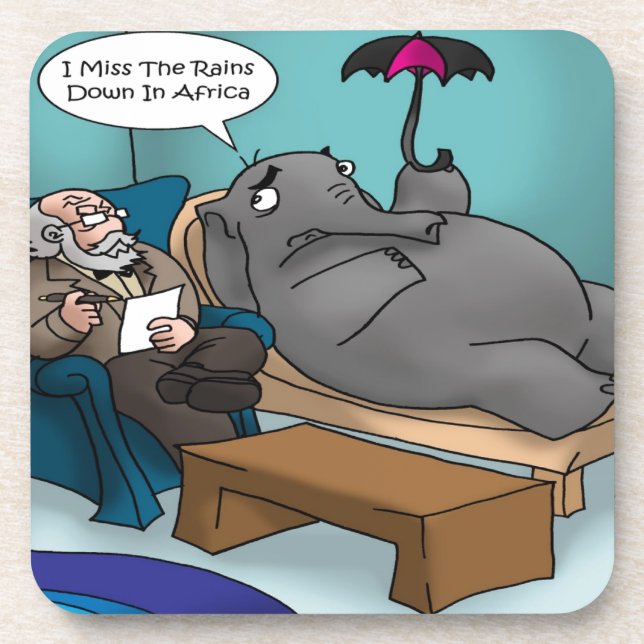 Lustiger Elefant in Therapie Getränkeuntersetzer (Vorderseite)