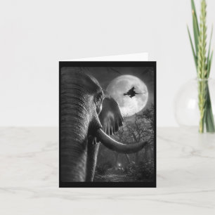 Lustiger Elefant Selbstporträt Vollmond Flug Damen Karte