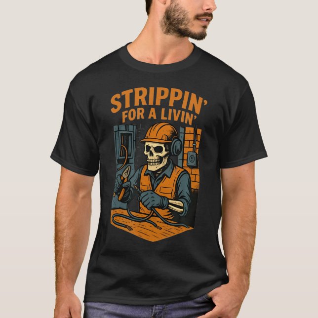 Lustiger Elektriker Mit Einem T-Shirt (Vorderseite)