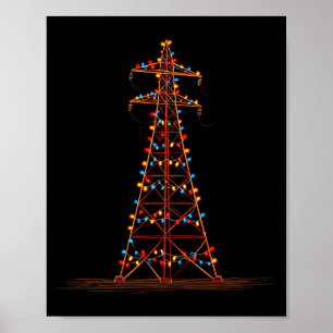 Lustiger elektrischer Pylon Weihnachtsgrafik Licht Poster