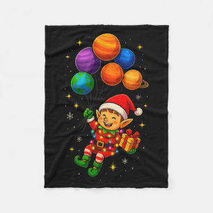Lustiger Elf-Astronaut Mit Planeten Weihnachts-PJs Fleecedecke