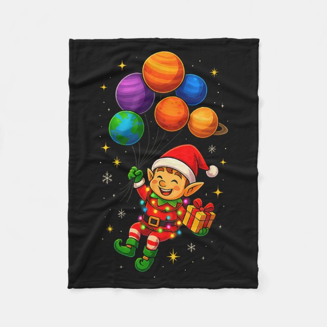 Lustiger Elf-Astronaut Mit Planeten Weihnachts-PJs Fleecedecke (Vorderseite)