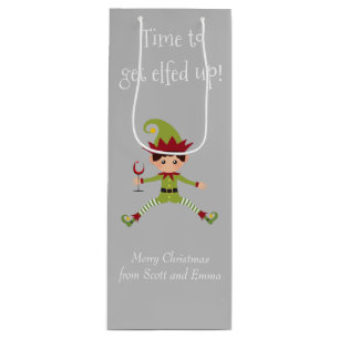 Lustiger Elf Weihnachtself Verzaubert Wein Geschenktüte Für Weinflaschen