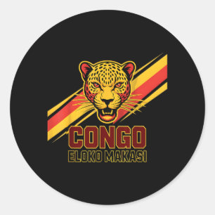 Lustiger Eloko Makasi Leopard Dr Kongo Jungen Urla Runder Aufkleber