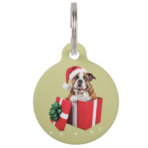 Lustiger englischer Bulldogge Hund Baum Weihnachts Haustiermarke
