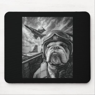Lustiger englischer Bulldogge Selfie Kampfjet Los Mousepad