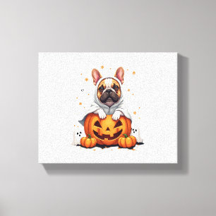 Lustiger English Bulldog Geist Boo Halloween Damen Leinwanddruck