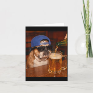 Lustiger English Bulldog Meme trinkt Bier Dog Dad Karte