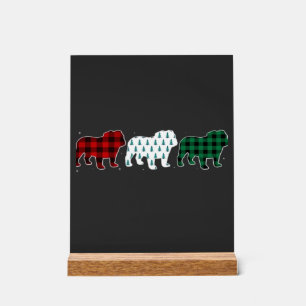 Lustiger English Bulldog rotes Karo Weihnachten Hu Acrylschild