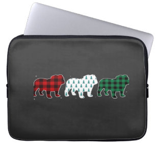 Lustiger English Bulldog rotes Karo Weihnachten Hu Laptopschutzhülle