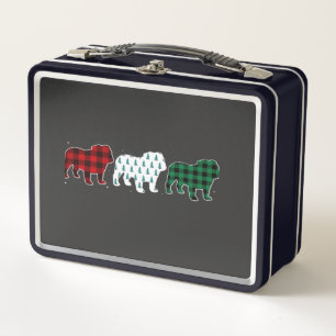 Lustiger English Bulldog rotes Karo Weihnachten Hu Metall Brotdose