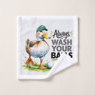 Lustiger Enten-Golfer Wasche Immer Deine Bälle Waschlappen