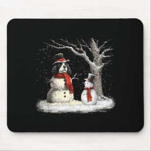 Lustiger Er Spaniel Hund Im Schnee Baum Weihnachte Mousepad