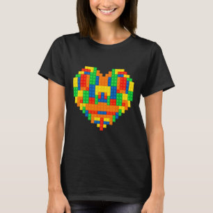 Lustiger Erbauer Backstein Herz Valentinstag Junge T-Shirt