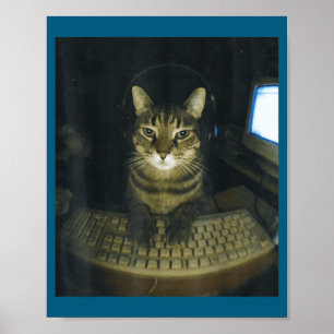 Lustiger ernster Gamer Katzenliebhaber Deckhengst  Poster