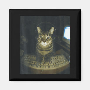 Lustiger ernster Gamer Katzenliebhaber Deckkater K Magnet