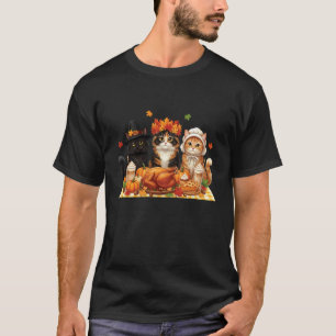 Lustiger Erntedank-Kat-Pilger-Kostüm Herbst Männer T-Shirt