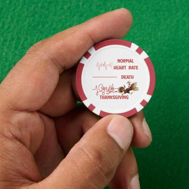 Lustiger Erntedank-Truthahn-Text. Pokerchips (Hand)