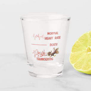 Lustiger Erntedank-Truthahn-Text. Schnapsglas