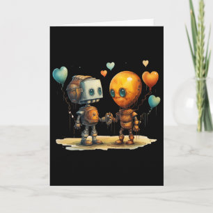 Lustiger erstaunlicher Valentinsliebesroboter mit Karte