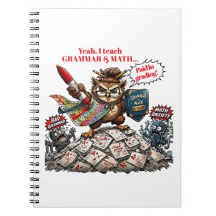 Lustiger Eulen-Lehrer-Maskottchen - Grammatik- und Notizblock