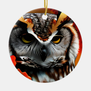 Lustiger Eulen-Weihnachtswitz Keramik Ornament
