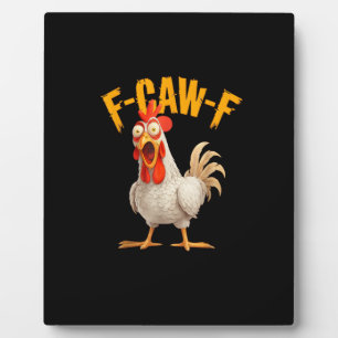 Lustiger F-Awk-F Huhn F-Caw-F Hahn Pun Retro Vi Fotoplatte