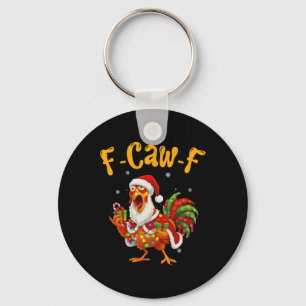 Lustiger F-caw-f Huhn Weihnachten Santa Hut Spaß Schlüsselanhänger