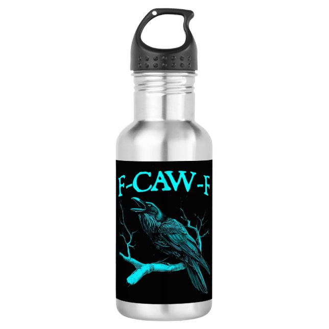 Lustiger F-Caw-F Humor Krähe Gothic Edelstahlflasche (Vorderseite)